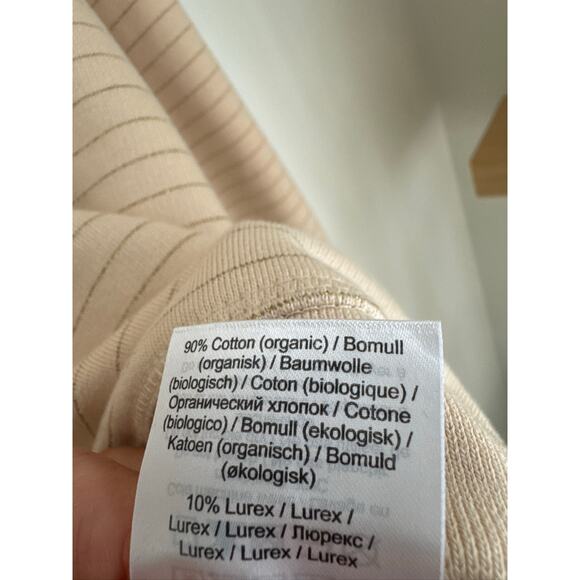 GANNI Organic Cotton Puff Sleeve Metallic Stripe Sweatshirt - Cream/Gold, XL - Picture 6 of 10